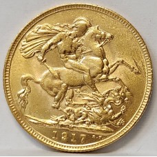 AUSTRALIA 1917 . ONE 1 SOVEREIGN . MELBOURNE . GOLD